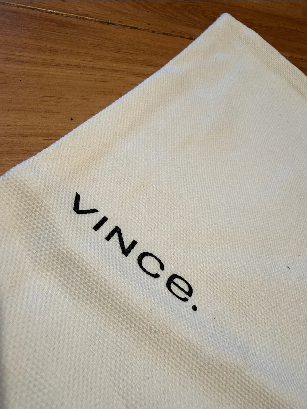 Vince Cream Off White Double Sided Logo Drawstring Shoe Dust Bag Authentic